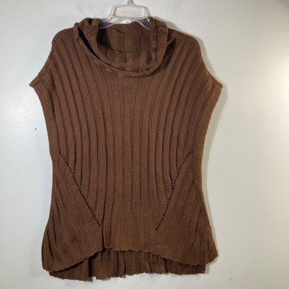 Womens Kori Turtle Neck Wool Blend Slouch Cable Knit Sweater Vest M/L NWT Brown - Picture 1 of 10